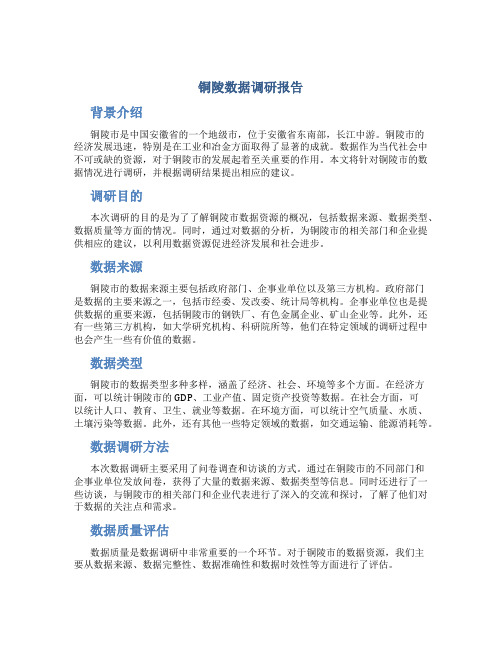 铜陵数据调研报告