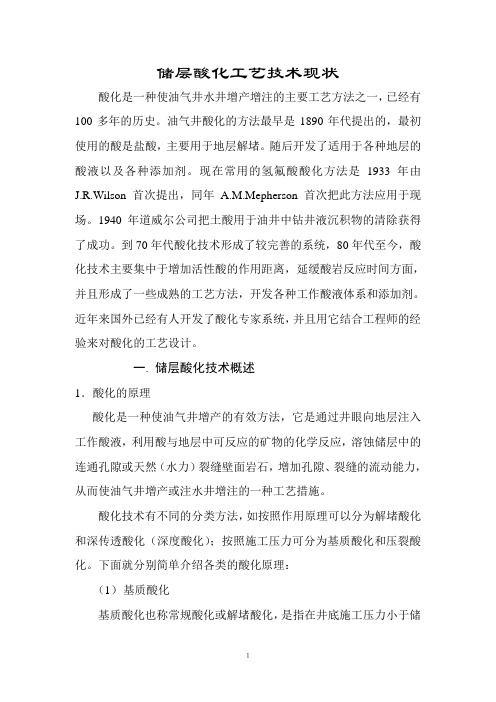 储层酸化工艺技术现状与综述