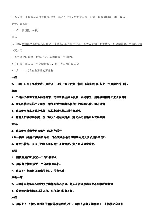 公司合理化建议汇总
