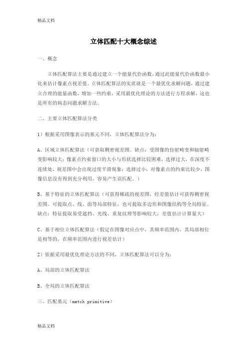 最新立体匹配十大概念综述资料