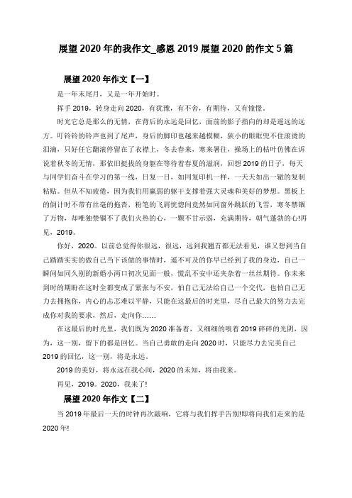 展望2020年的我作文_感恩2019展望2020的作文5篇