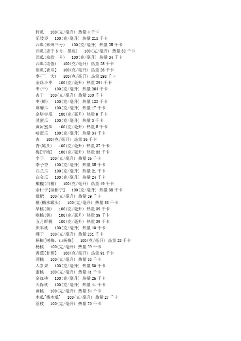 水果的热量