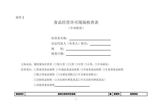 现场检查表--中央厨房
