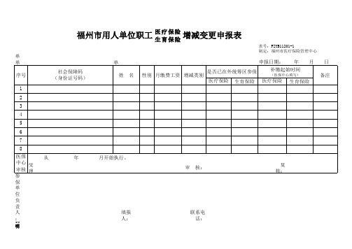 医保增、减员表