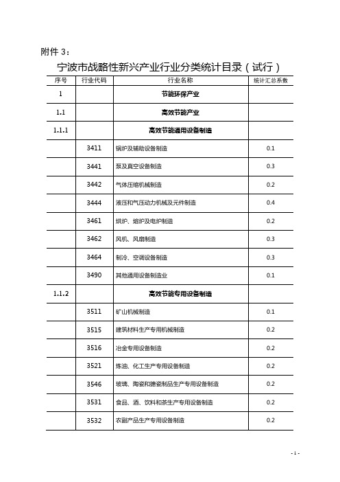 宁波市战略性新兴产业行业分类统计目录doc