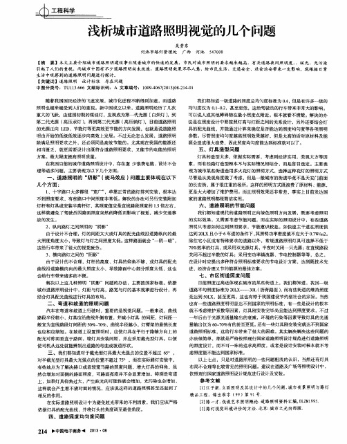 浅析城市道路照明视觉的几个问题
