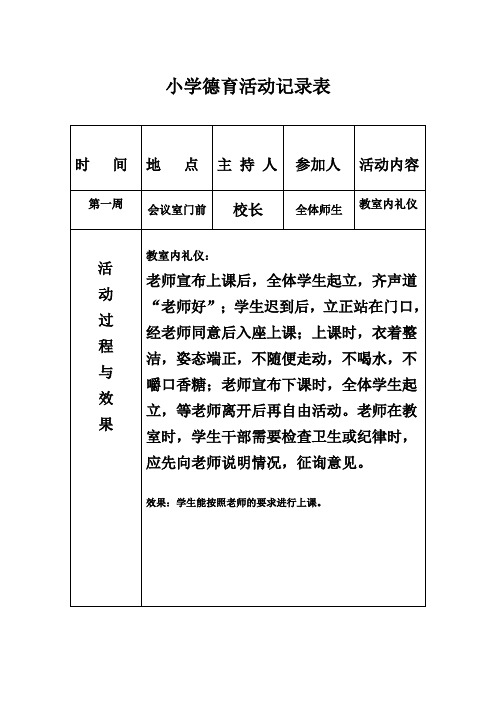 小学德育活动记录(表一10项)