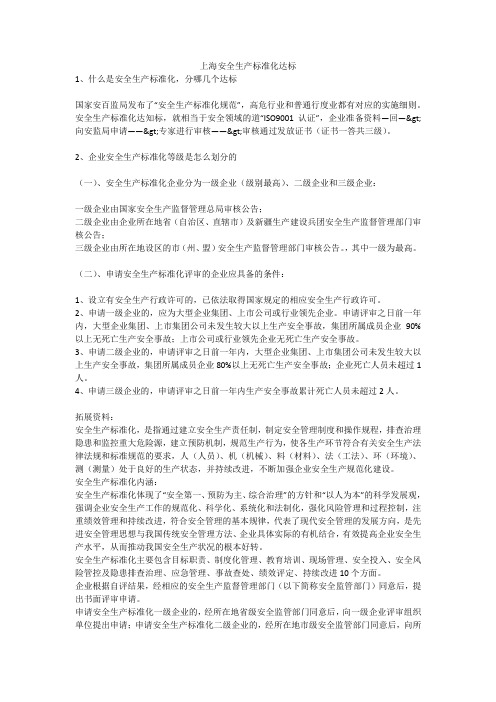 上海安全生产标准化达标安全生产