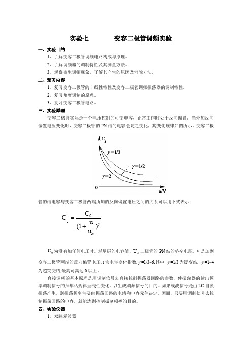 高频电子线路实验七--------变容二极管调频实验