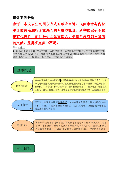 康晓丽关于政府审计、民间审计和内部审计比较的案例分析