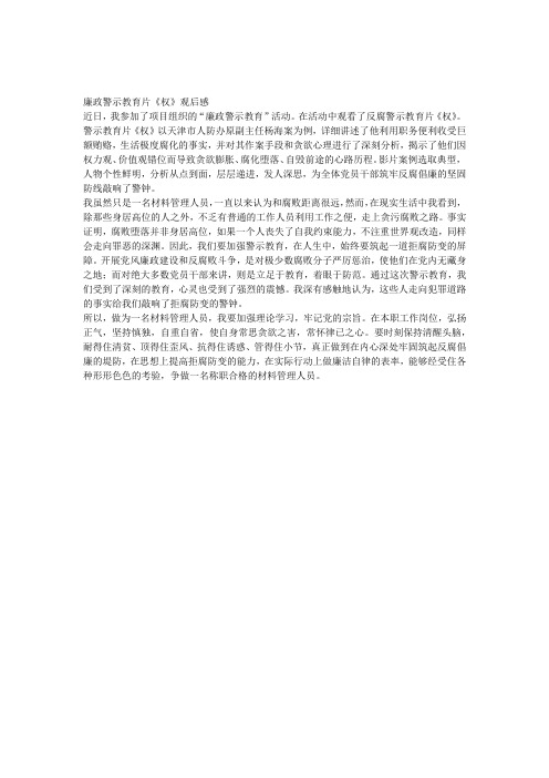 廉政警示教育片《权》观后