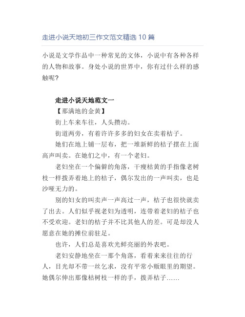 走进小说天地初三作文范文精选10篇