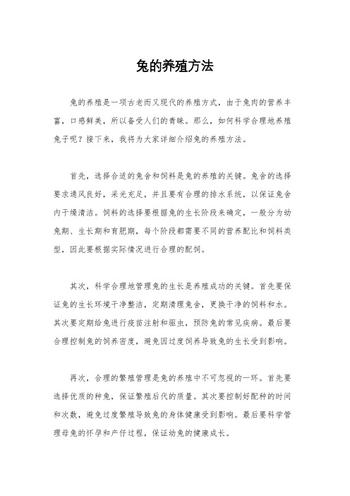 兔的养殖方法