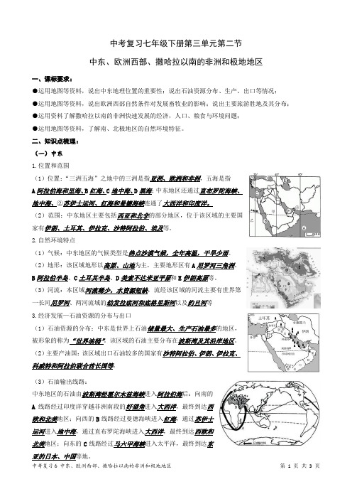 七下第三单元第二节 中东、欧洲西部、撒哈拉以南的非洲和极地地区