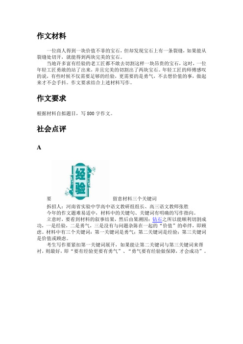 2013河南高考语文作文