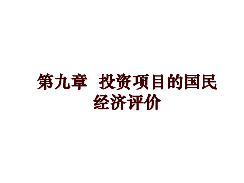 第九章  投资项目的国民经济评价