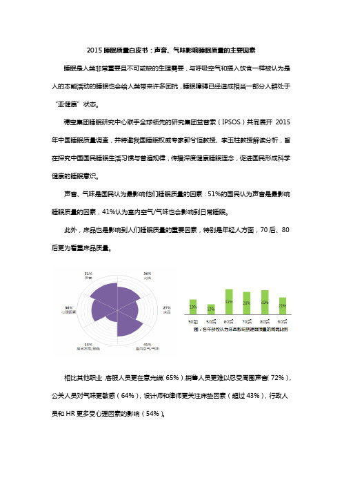 稿件5-2015睡眠质量白皮书：声音、气味影响睡眠质量的主要因素