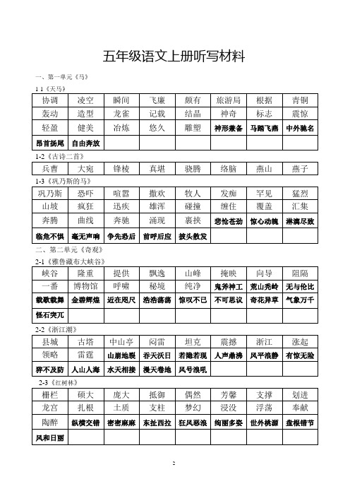 北师大版五上语文词语多音字复习整理