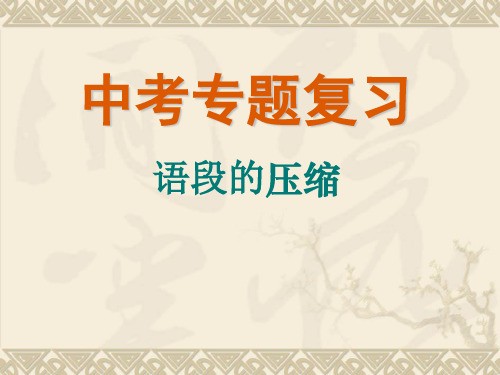 2014届九年级中考语文专项复习课件：语段的压缩(方法指导+专项练习,共55张PPT)