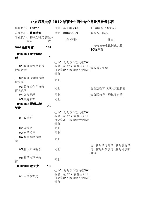北师大教育学硕士