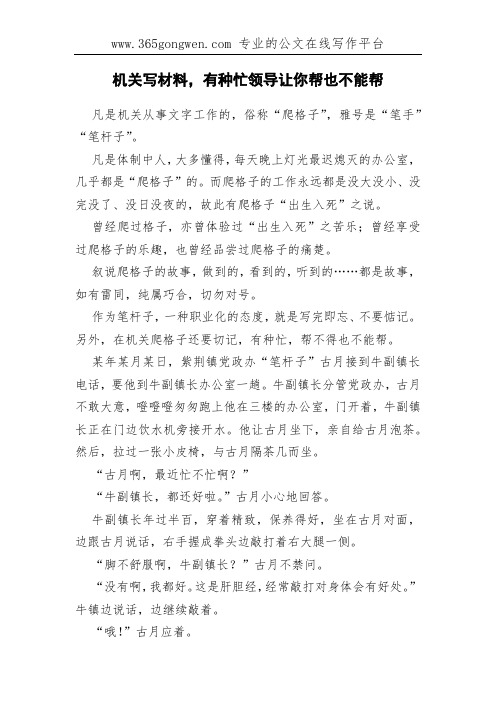 机关写材料,有种忙领导让你帮也不能帮
