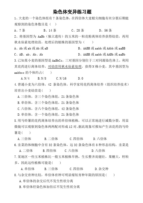 染色体变异练习题