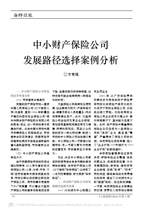 中小财产保险公司发展路径选择案例分析