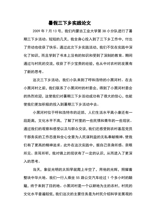 暑假三下乡实践论文