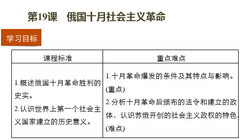 历史必修一 第19课 俄国十月社会主义革命(上课)
