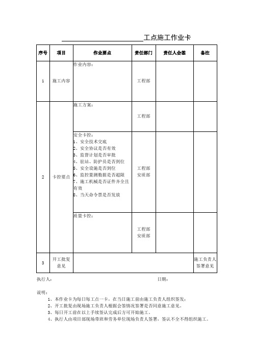 工点施工作业卡