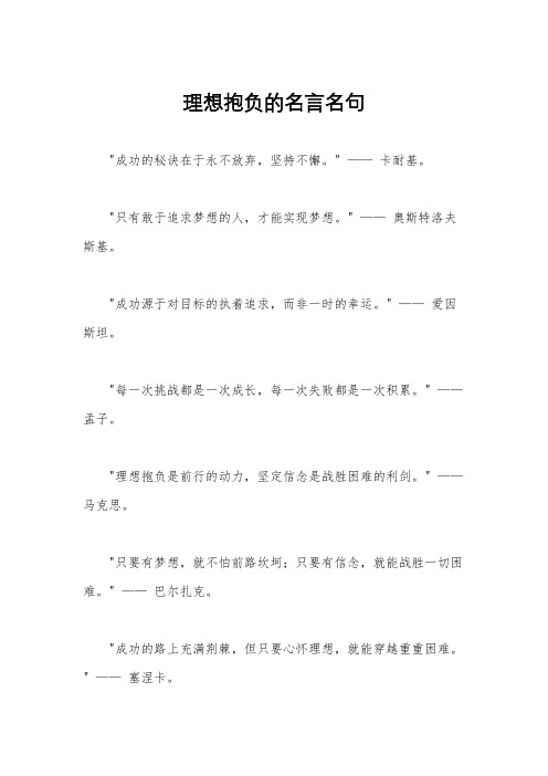 理想抱负的名言名句
