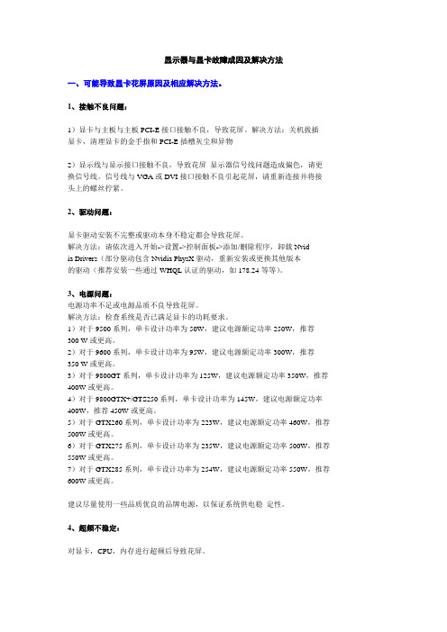 显示器与显卡故障成因及解决方法