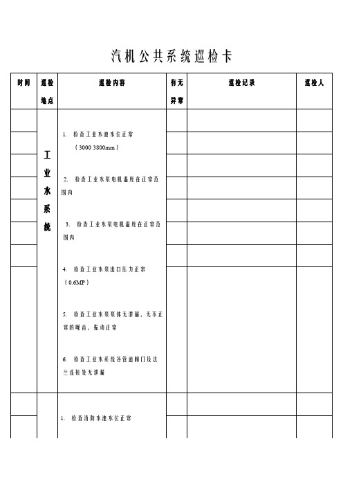 汽机公共系统巡检卡