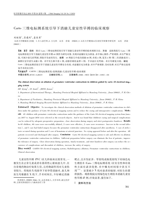 Carto三维电标测系统引导下消融儿童室性早搏的临床观察
