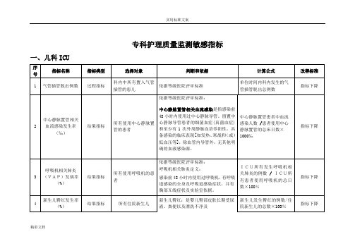 湖北专科护理的敏感指标