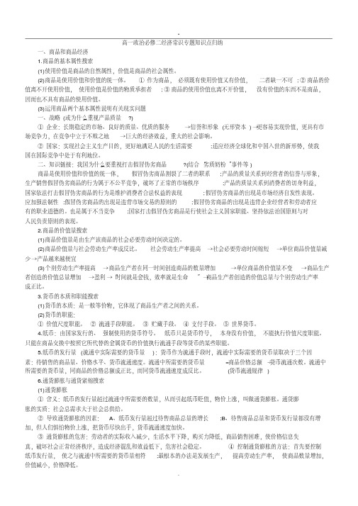 2019高一政治必修二经济常识专题知识点归纳