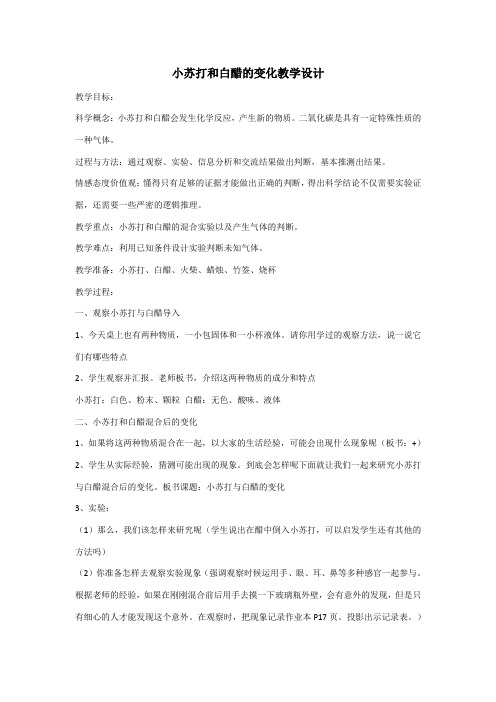小苏打和白醋的变化教学实验设计