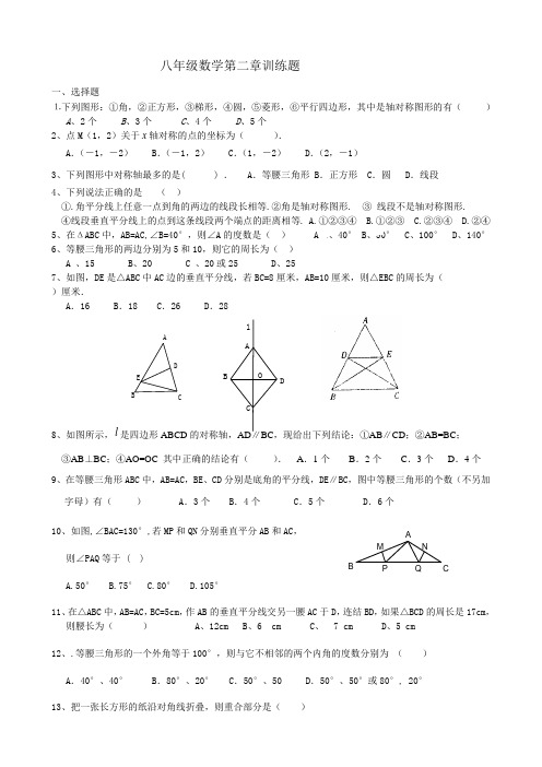八年级数学上册第二章图形的轴对称训练题