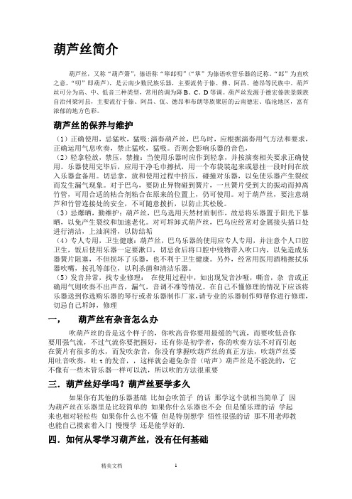 葫芦丝的保养与维护