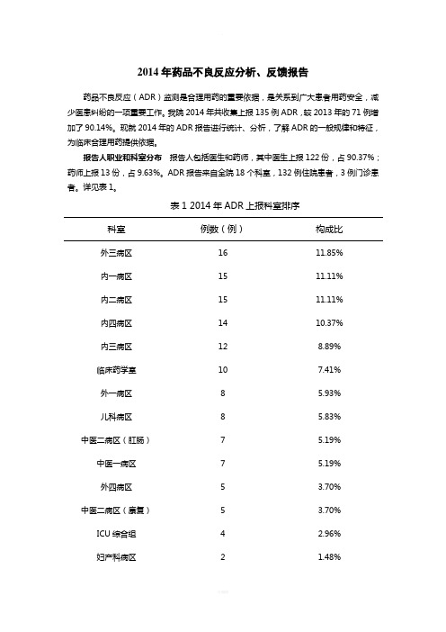 医院药品不良反应总结分析报告