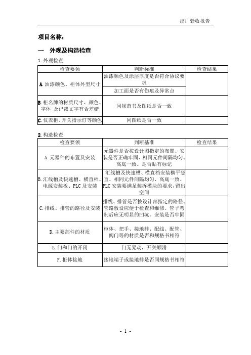 PLC机柜验收报告