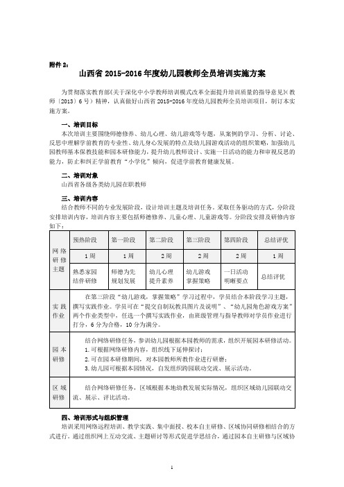 15-16年幼儿园全员培训方案