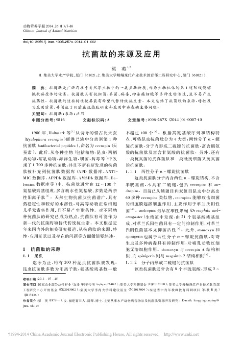 抗菌肽的来源及应用_梁英