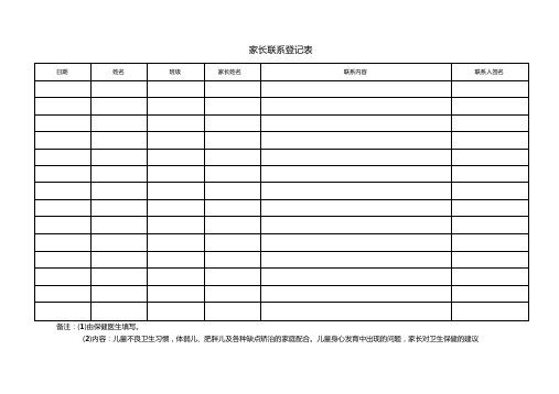 幼儿园家长联系登记表