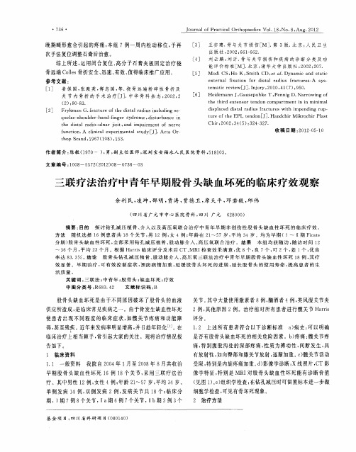 三联疗法治疗中青年早期股骨头缺血坏死的临床疗效观察