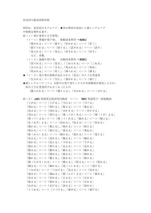 自动词与他动词的对照