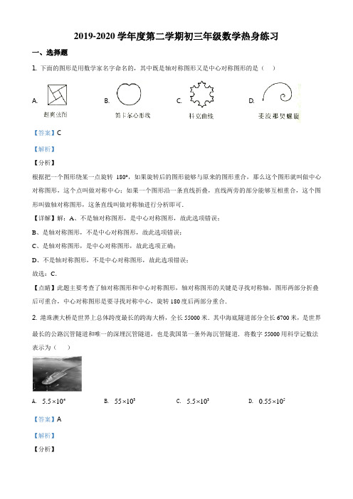 北京市人大附中2019-2020学年九年级下学期数学热身练习试题(解析版)