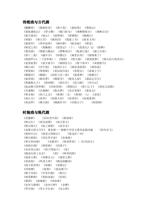 越剧毕派经典剧目