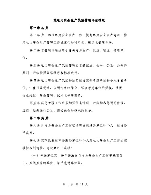 某电力安全生产奖惩管理办法模版（3篇）