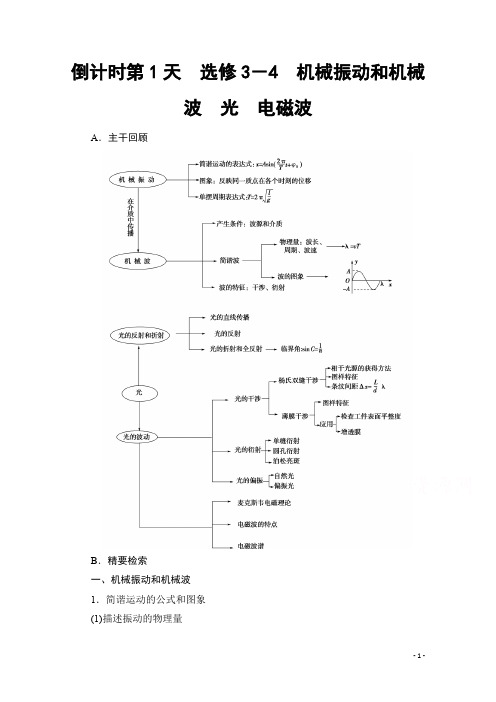 高三物理通用版二轮复习第2部分倒计时第1天选修3-4机械振动和机械波光电磁波含答案